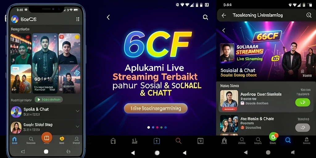 Tampilan antarmuka 6CF saat melakukan live streaming dengan fitur interaksi.