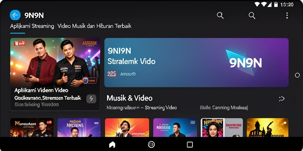 Tampilan antarmuka 9N9N dengan berbagai pilihan video streaming.