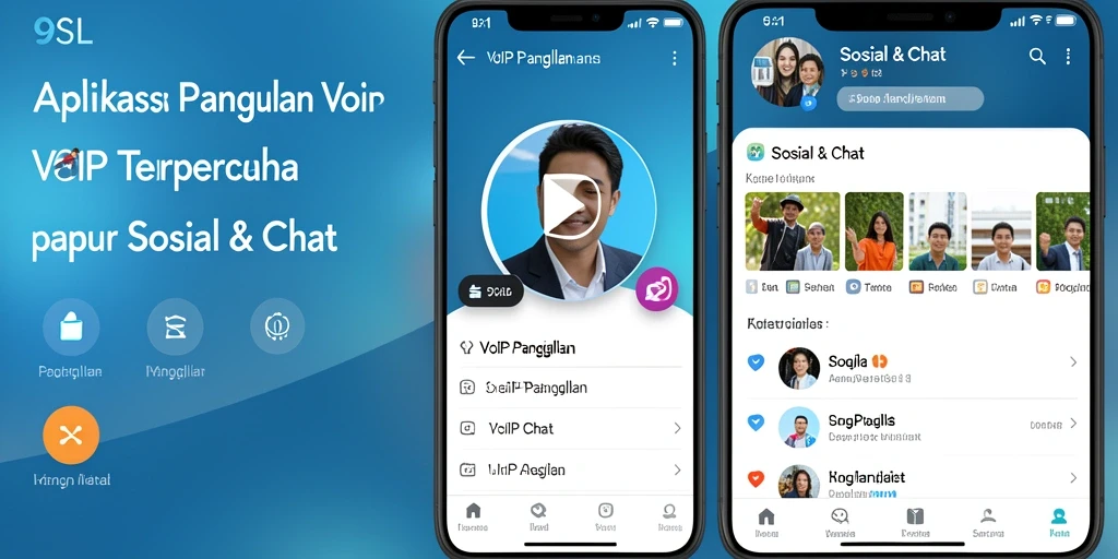 Antarmuka aplikasi 9SL untuk panggilan VoIP yang modern dan intuitif.
