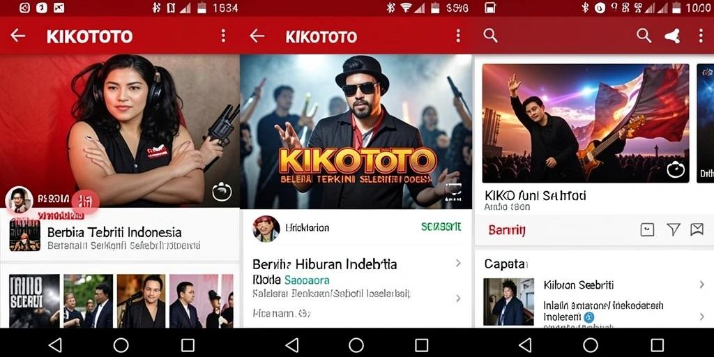 Tampilan antarmuka aplikasi KIKOTOTO dengan fitur berita selebriti.