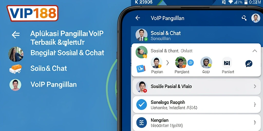 Tampilan antarmuka aplikasi VIP188 untuk panggilan VoIP.