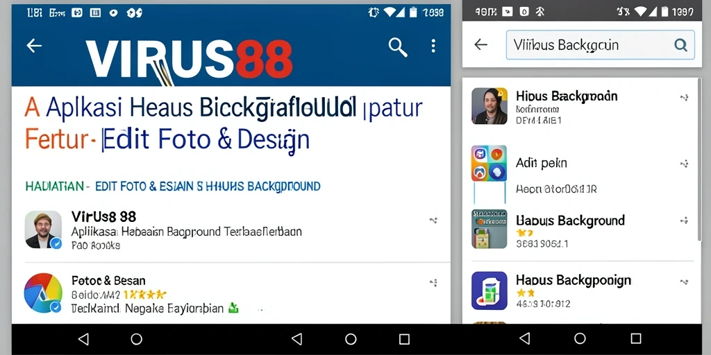 Tampilan antarmuka aplikasi VIRUS88 untuk menghapus background gambar.